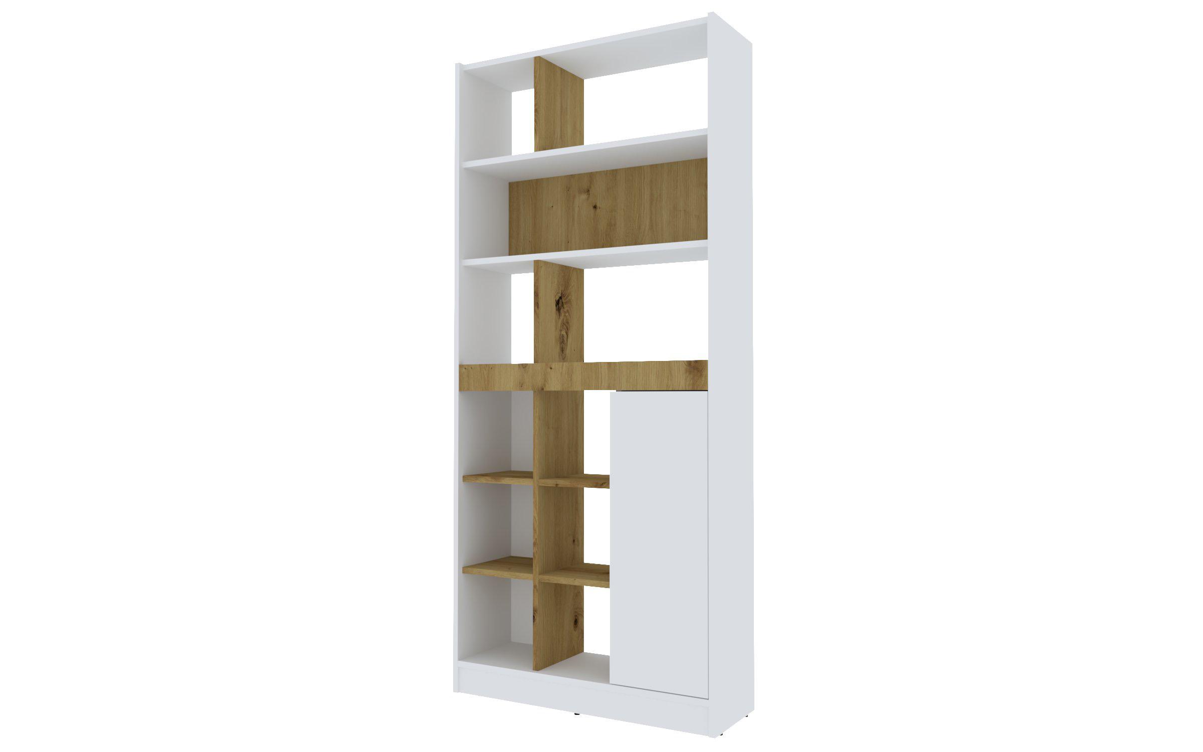 Bookcase Sumira, white + Artisan oak  2